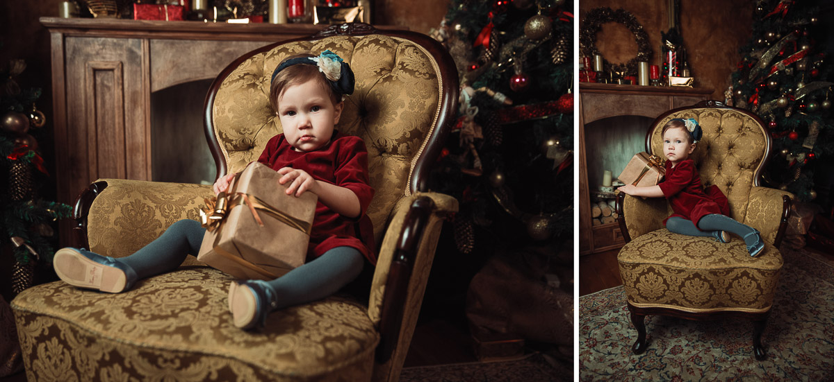 Профессиональная семейная студийная фотосессия с новогодним декором в Минске, семейный фотограф Булат Ягудин